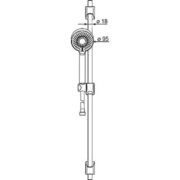 HANSA Stangenbrause-Set Hansabasicjet, 3 Strahlart(en), Wandstangen 650 mm 3-strahlig Brausekopf Ø 95 mm – Bild 4
