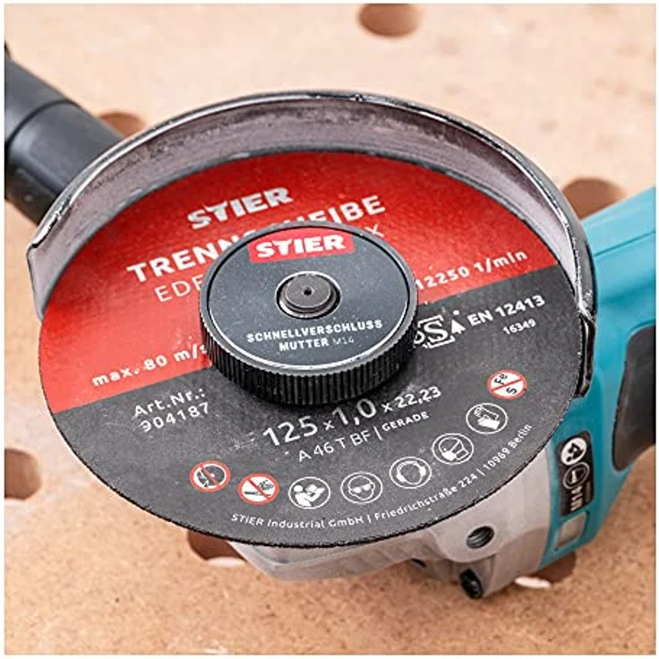 STIER Trennscheibe 125 mm, Flexscheibe für Edelstahl/INOX, Metall, Stahl, gerade, Set mit 25 Stück für Winkelschleifer, 1,0 mm dick – Bild 2