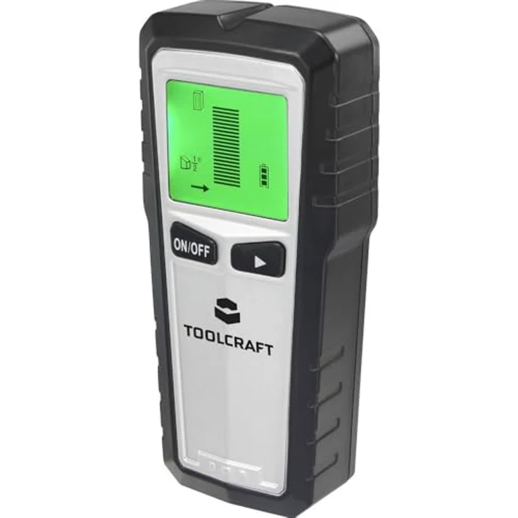 TOOLCRAFT Ortungsgerät BT-3216725, für spannungsführende Leitungen und Metall- sowie Holzträger, bis 60 mm Erfassungstiefe, mit LCD Anzeige und akustischer Warnfunktion – Bild 1