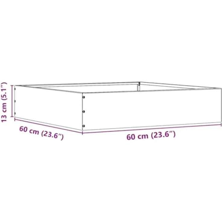 vidaXL Beetumrandung Anthrazit, Raseneinfassung aus robustem Stahl, 60 x 60 x 13 cm – Bild 3