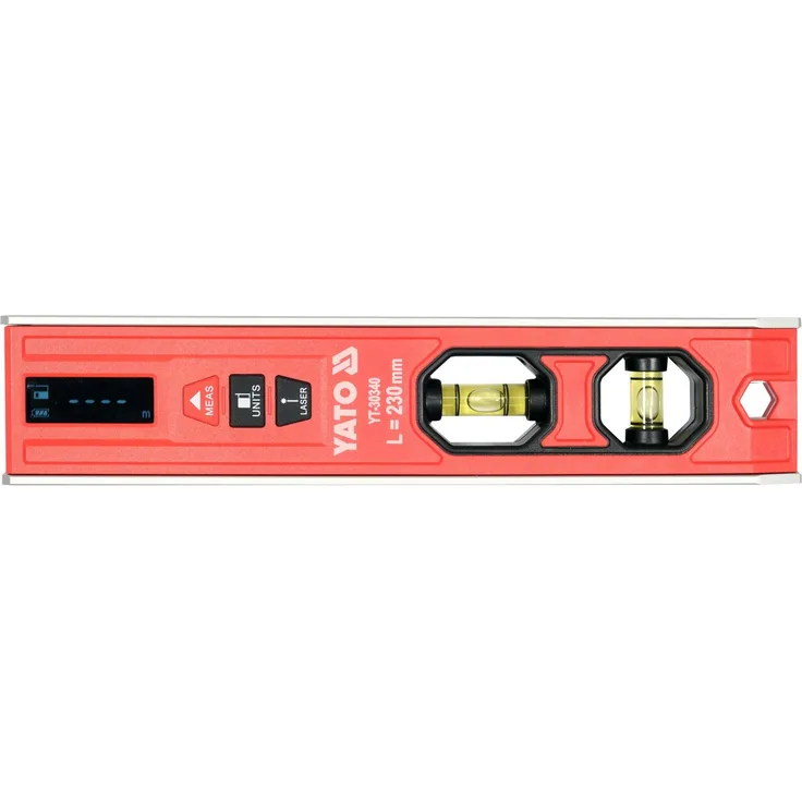 Yato Wasserwaage Torpedo 23cm mit Laser-Entfernungsmesser 10m, aluminium/schwarz