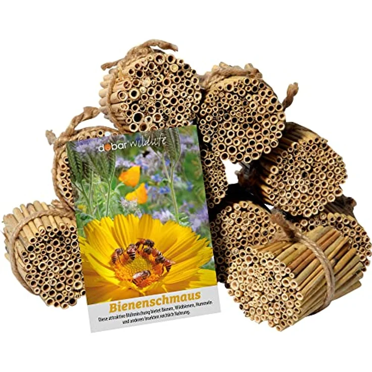 dobar® 22690e Schilfrohrhalme-Set 1.000 STK - Insektenhotel Bastelset - Schilfrohhalme für Wildbienenhotels - Wildbienennisthilfe aus Schilfhalmen inkl. Wildblumensamen - 9cm – Bild 2