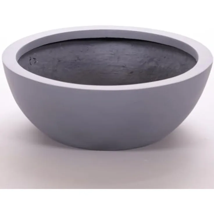 Elegant Einrichten Pflanzkübel Fiberglas Schale Rund, D46xH16cm, Grau, UV-beständig und frostsicher