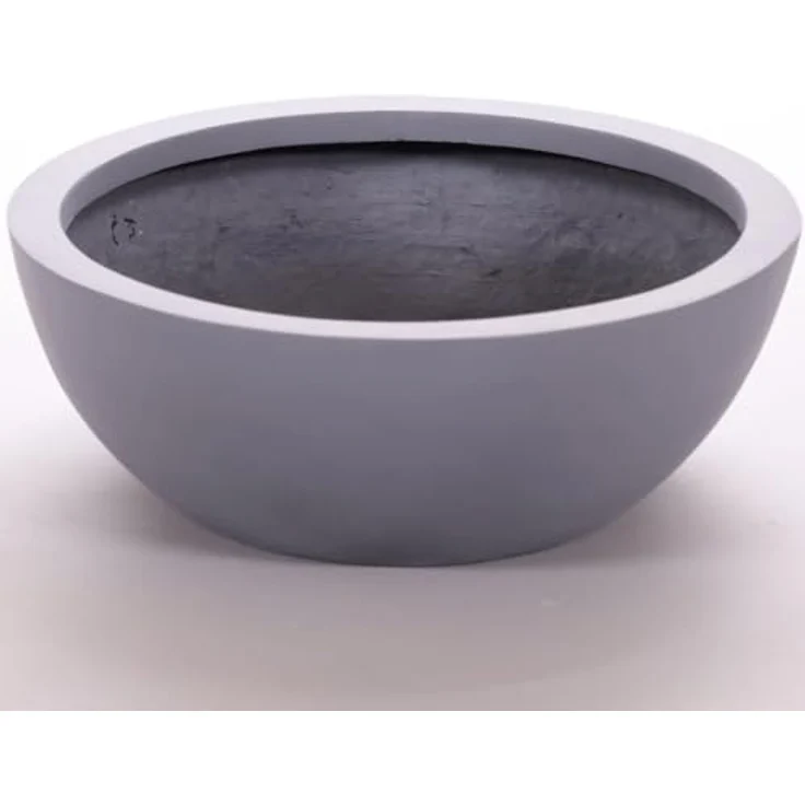 Elegant Einrichten Pflanzkübel Fiberglas Schale Rund, D46xH16cm, Grau, UV-beständig und frostsicher – Bild 1