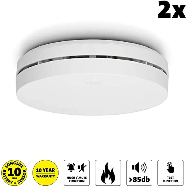 Alecto SA300 Duo - Kompakter Design-Rauchmelder mit 10-Jahres-Batterie - Feuermelder 2er-Pack - Weiß – Bild 2