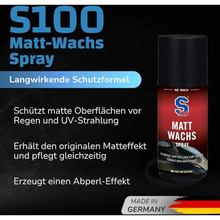 DR WACK S100 Matt-Wachs Spray 250 ml Auto-Reinigungsmittel - Erhält den Matteffekt, langanhaltender Schutz – Bild 2