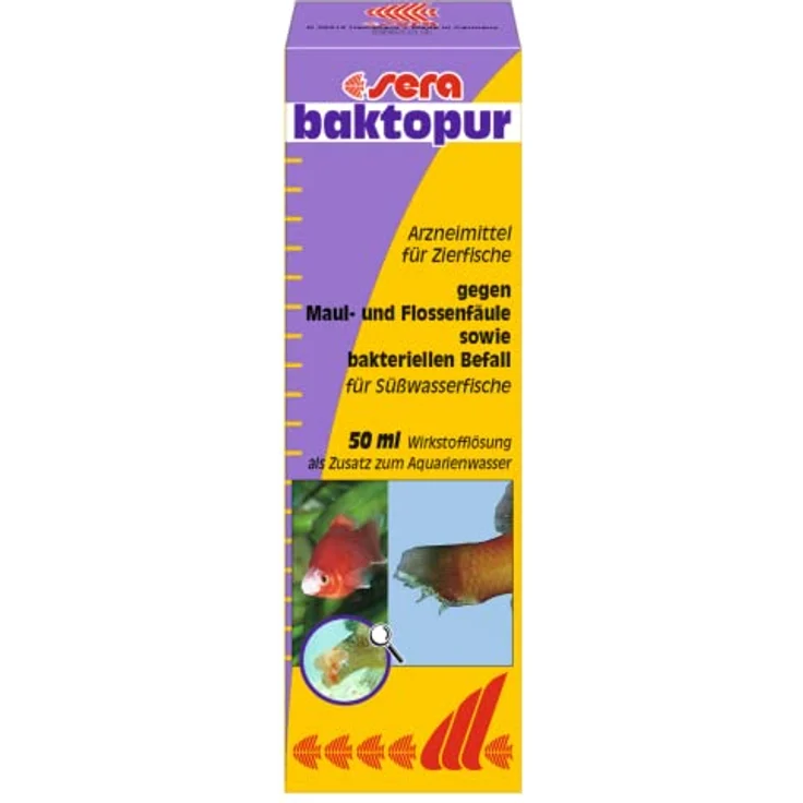 sera baktopur 50 ml - Arzneimittel für Fische gegen bakterielle Infektionen (z. B. Maul- und Flossenfäule), Medizin fürs Aquarium – Bild 1