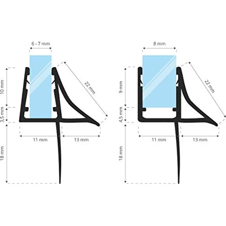 STEIGNER Duschdichtung UK09, 30cm, für Glasstärken 6/7/8 mm, gerade PVC Ersatzdichtung, 100% wasserdicht, schimmel- und kalkresistent – Bild 2