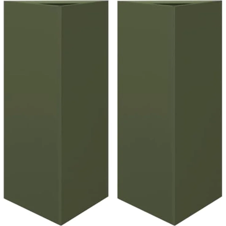 vidaXL Pflanzkübel 2 STK. Olivgrün Dreieckig 40x34,5x70 cm Stahl – Bild 1