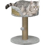 PawHut Kratzbaum klein, 49 cm Katzenbaum mit Spielball, Liegefläche, Kletterbaum für Katzen bis 4 kg, Jute Grau