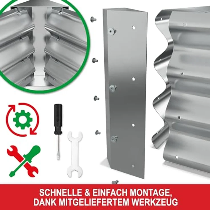 Onbest Metall Hochbeet XXL, stabil und wetterfestes Gemüsebeet/Kräutergarten aus Stahl, Silber, 120x60x60cm, pflegeleicht mit Zubehör – Bild 3