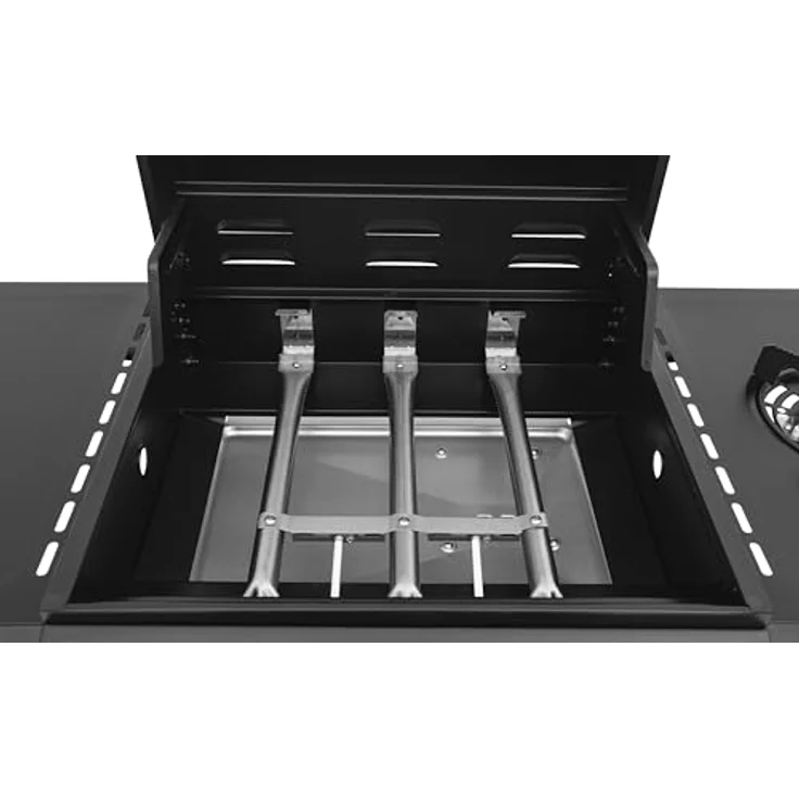 El Fuego® „San Francisco“ Gasgrill AY 5632, 3+1 Brenner aus Edelstahl, Gusseisen Grillrost, mit Thermometer und Seitenbrenner, inkl. Gasschlauch und Druckminderer – Bild 4