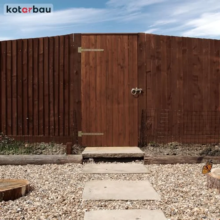 KOTARBAU® 2er Set Kreuzgehänge 400 mm - T Scharniere aus galvanisch verzinktem Stahl in Gold - Schwerlast Gartentor Scharnier für Holztüren – Bild 4