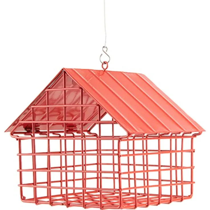 Wildlife Garden WG3344 Meisenknödel-Futterspender-Häuschen Rot - Vogelfutterhaus aus Metall
