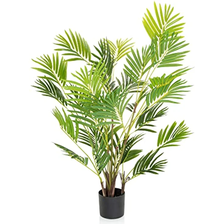 hjh OFFICE Kunstpflanze Areca I Höhe 120 cm Grün Deko Goldfruchtpalme pflegeleicht Zimmerpalme künstlich, 871010 – Bild 1