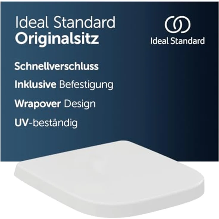 Ideal Standard WC-Sitz i.life S Wrapover, Duroplast in Weiß mit Schnellverschluss und Edelstahlscharniere – Bild 2