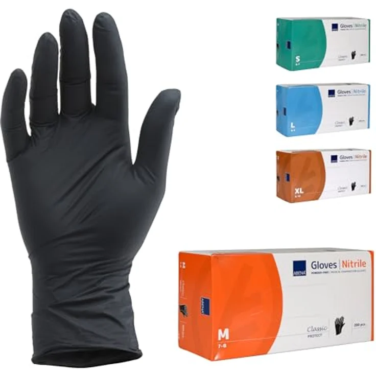 ABENA Nitril Einweghandschuhe M, 200 Stück Pack, lebensmittelecht, reißfest, latexfrei, puderfrei, hygienisch für Reinigungsarbeiten und Schönheitssalon – Bild 1