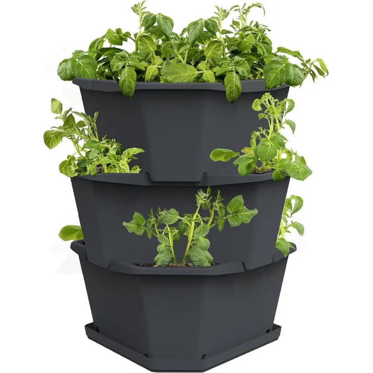 Gusta Garden Hochbeet, Paul Potato Kartoffelturm 3 Etagen Anthrazit - Innovativer Kartoffelanbau Platzsparend und durchdacht