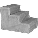 lionto Haustiertreppe Katzentreppe Hundetreppe mit Plüschbezug 46x36x34 cm, hellgrau