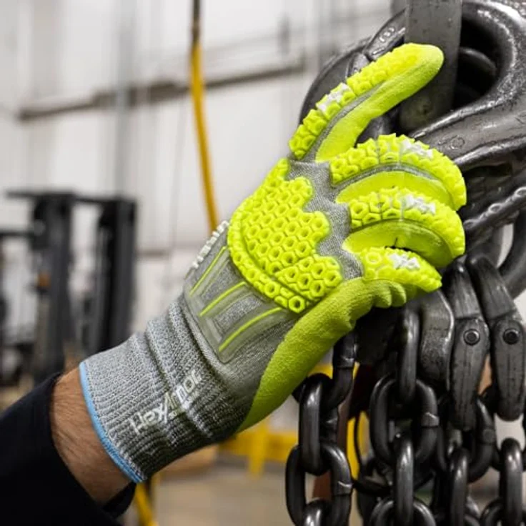 HexArmor Helix 3014IMP Sicherheitshandschuhe, sandfarbene Nitril-beschichtete Handfläche, Schnittfestigkeit, Touchscreen-kompatibel, Aufprallschutz, Größe XXL – Bild 2