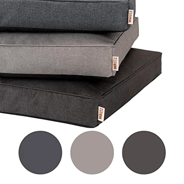 MSS e.K. Hundebett Home Mattress 100 x 75 cm L in Beige Hundekorb mit abnehmbaren Velours-Bezug und weicher Polsterung waschbares Hundekissen 100 x 75 x 10 cm Hundematte Hundesofa Welpenbett – Bild 2