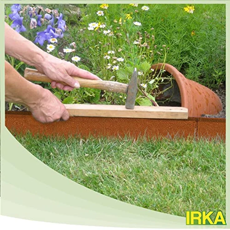 IRKA 1032-001 – Eck-Verbinder für Rasenkante und -Band – 1 mm – Cortenstahl – zur eckigen Beeteinfassung – Höhe 15 cm – Bild 5