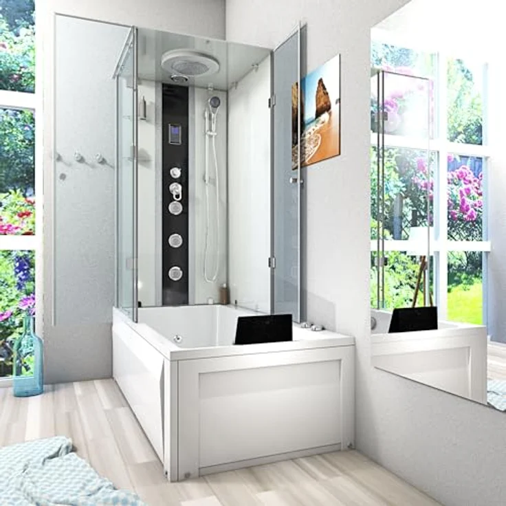 AcquaVapore K05-R01-WP, Whirlpool Dusche Kombination 90x180 cm, weiß, mit Regendusche und Massagedüsen – Bild 3
