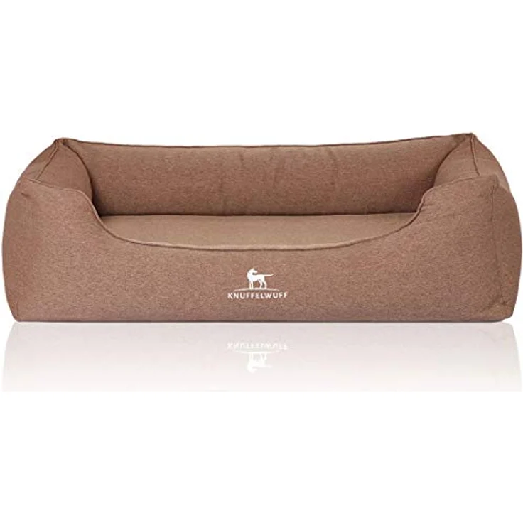 Knuffelwuff Orthopädisches Hundebett Leano aus Velours mit Handwebcharakter XXL 120 x 85cm Hellbraun – Bild 2