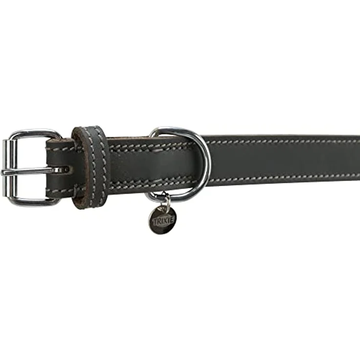 TRIXIE Rustic Fettleder-Halsband, M–L: 42–48 Cm/25 Mm, Grau - 19049 – Bild 2