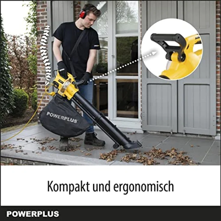 Powerplus 3300 W Elektrischer Laubbläser mit Zerkleinerungsfunktion, 300 km/h Blasgeschwindigkeit, Farbe Gold, EU Plug 220V – Bild 6