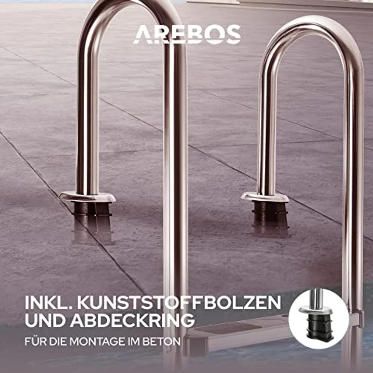 AREBOS Poolleiter- 3 Stufen - Silber – Bild 6