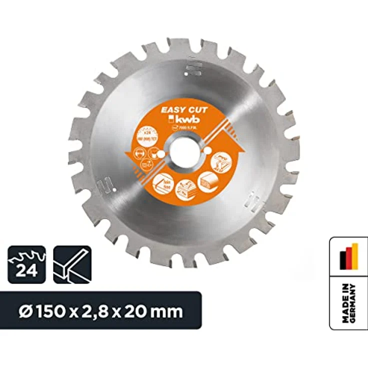 kwb Easy-Cut Kreissägeblatt für Handkreissägen 583533 (150 x 20 mm, 24 Zähne, Spezial-Wechselzahn, Allzweckblatt) – Bild 3