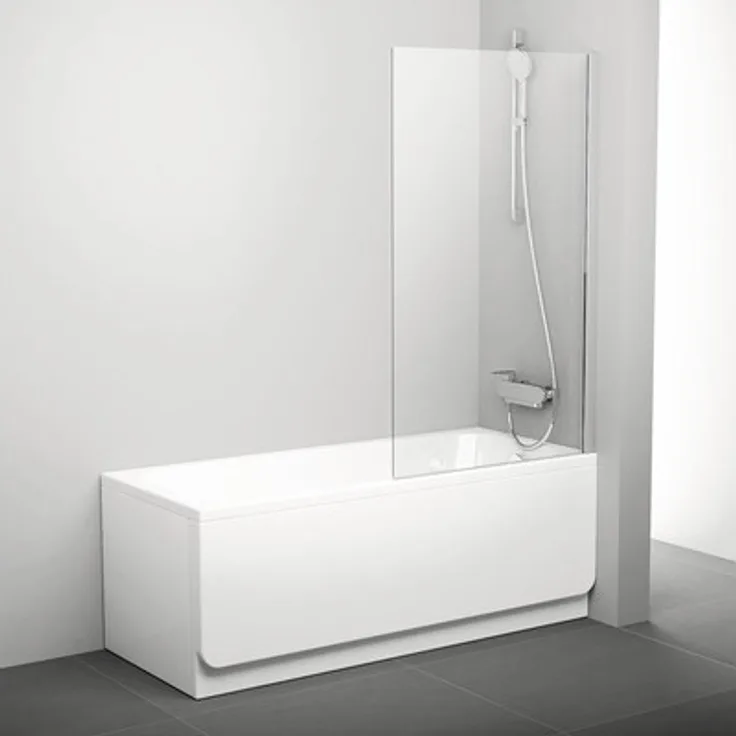 RAVAK Pivot PVS1-80, Duschabtrennung aus hellem Aluminium und transparentem Glas, 80 cm Breite, 140 cm Höhe