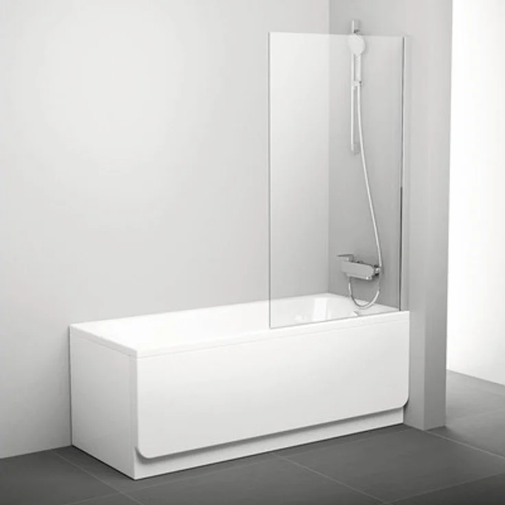 RAVAK Pivot PVS1-80, Duschabtrennung aus hellem Aluminium und transparentem Glas, 80 cm Breite, 140 cm Höhe