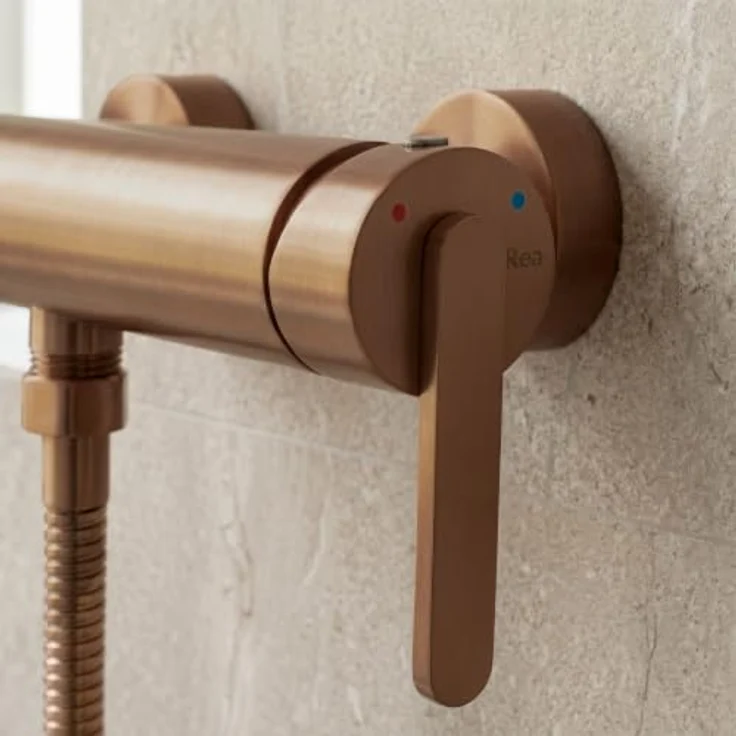 wohnwerk.idee Duschsystem Badewannenarmatur Ontario Side mit Handbrause, Messing, Chrom Kupfer, Gold Matt, Schwarz Matt, Titan – Bild 6