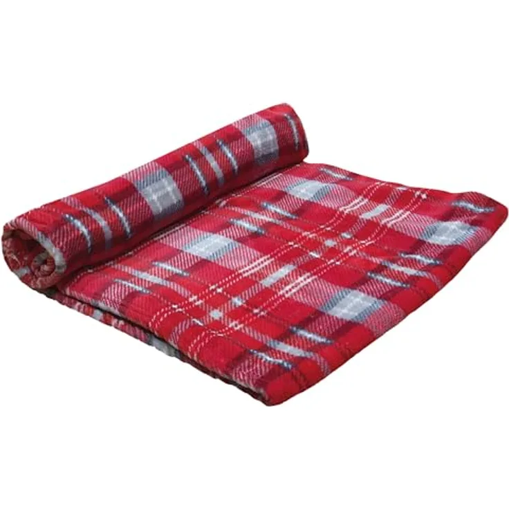 Nobby Karlie Hundedecke Kareli - Fleecedecke - rot kariert - 70 x 100 cm, schickes Design, dickes Mikrofaserfleece