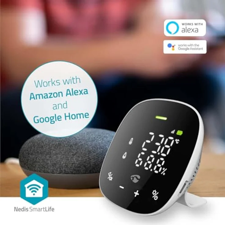 Nedis SmartLife Luftqualitätsmonitor, Wi-Fi mit Display, CO2, Luftfeuchtigkeit, Thermometer + Hygrometer, Weiss/Schwarz – Bild 4