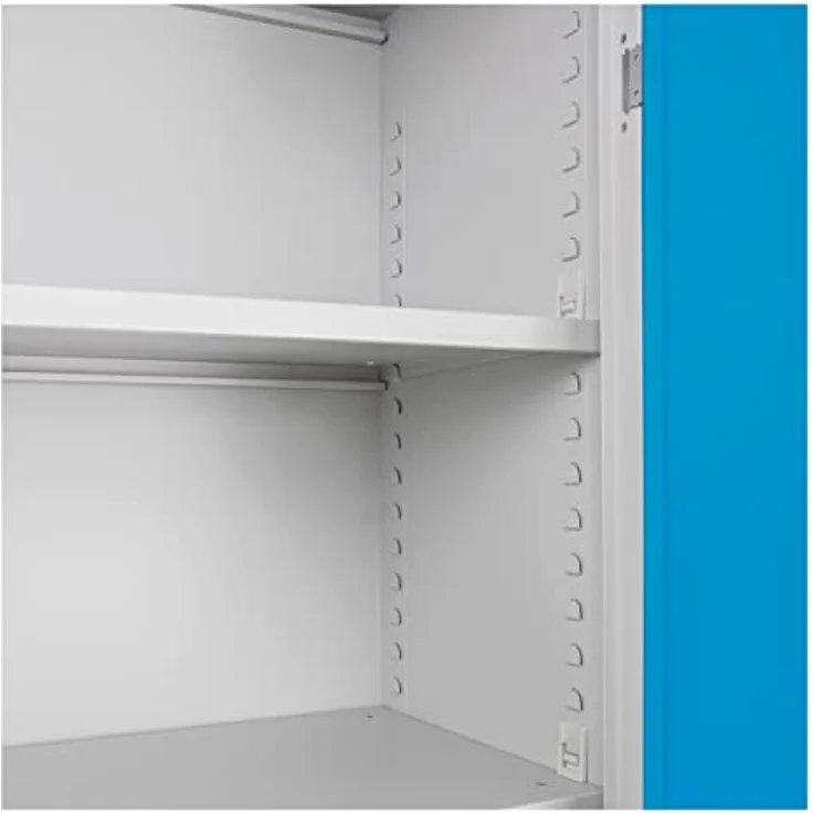 ADB Flügeltürenschrank 92x60x195 cm, Metallschrank mit 4 verstellbaren Fachböden, grau-blau, TÜV/GS geprüft – Bild 5