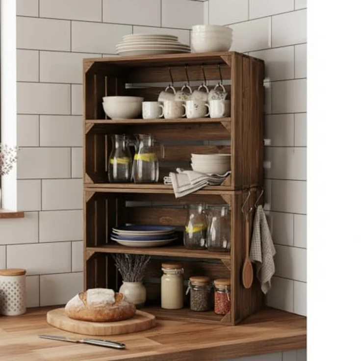 Teramico Geflammte Neue Obstkiste mit Zwischenboden Lang 50 x 40 x 30cm – Bild 10