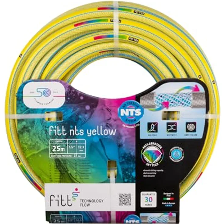 fitt Profi-Gartenschlauch NTS Yellow 1/2", 25m, 6-lagig, hohe Flexibilität, UV-beständig, mit Sky-Tech-Technologie