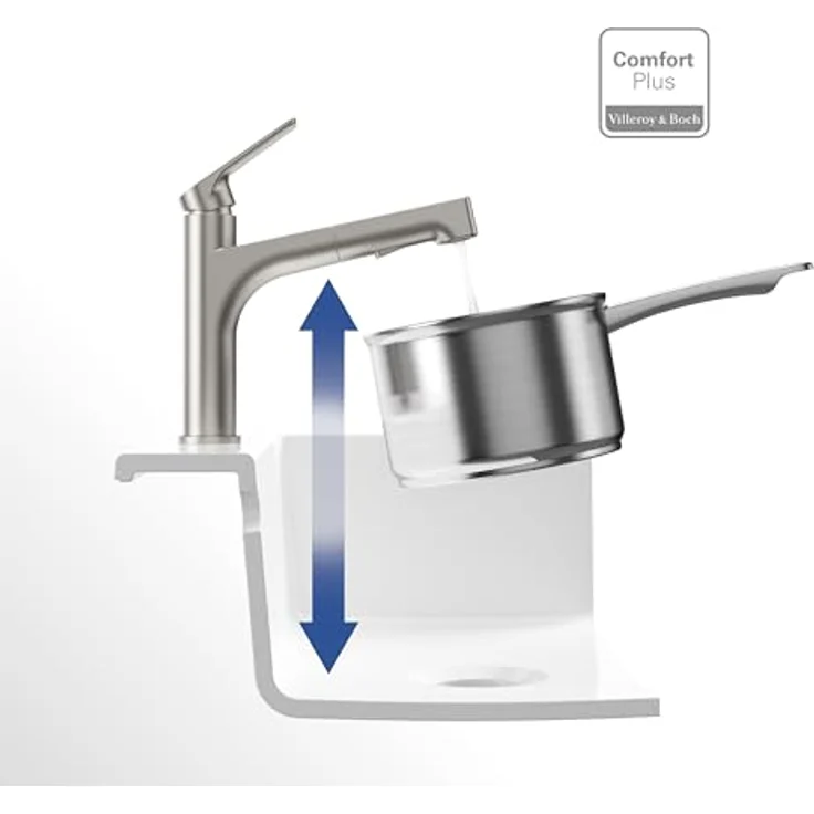Villeroy & Boch Junis Sky Shower, Küchenarmatur mit herausziehbarer Schlauchbrause, matt schwarz, 2 Strahlarten – Bild 5