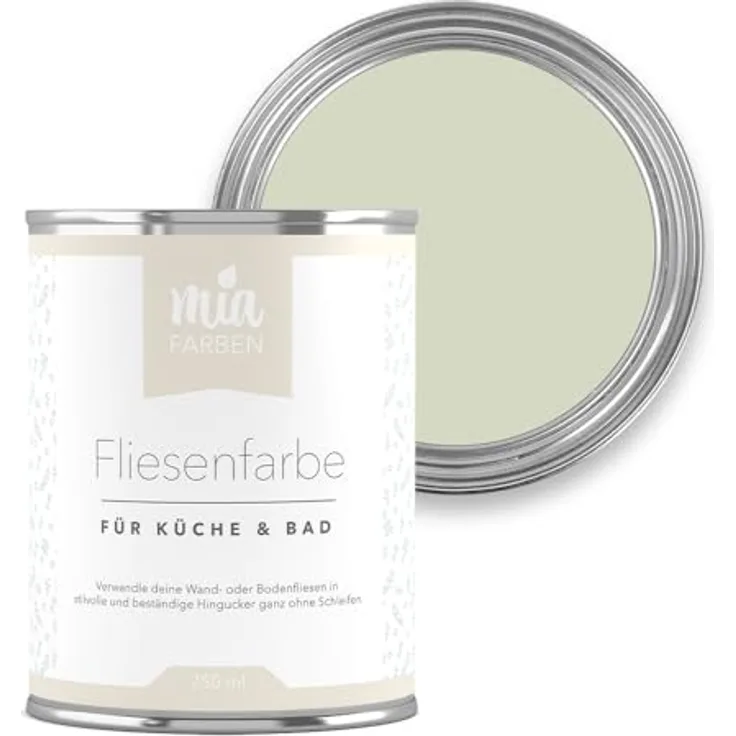miafarben Fliesenfarbe ohne Schleifen, hochdeckender Fliesenlack für Wand & Boden, wasserbasiert, matt, mildes Lichtgrün, 5L, ideal für Bad & Küche