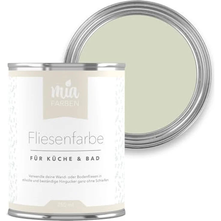 miafarben Fliesenfarbe ohne Schleifen, hochdeckender Fliesenlack für Wand & Boden, wasserbasiert, matt, mildes Lichtgrün, 5L, ideal für Bad & Küche – Bild 1
