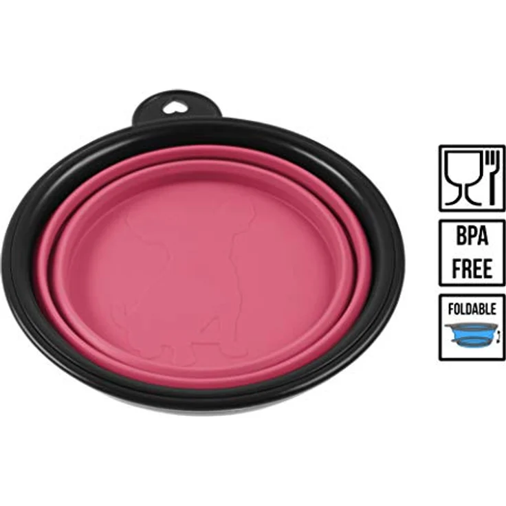 PhoneNatic Faltbarer Silikon-Hundenapf in pink, Reisenapf für Hunde und Katzen mit Karabiner – 350ml, 60014329, Klein (350ml) – Bild 4