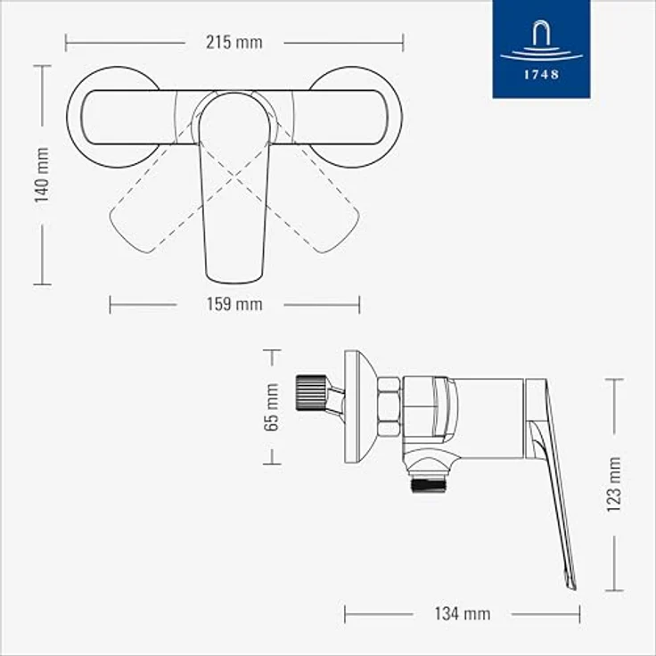 Villeroy & Boch Oasis Duscharmatur, Mischbatterie mit Rückflussschutz und Keramikkartusche, verchromt – Bild 7