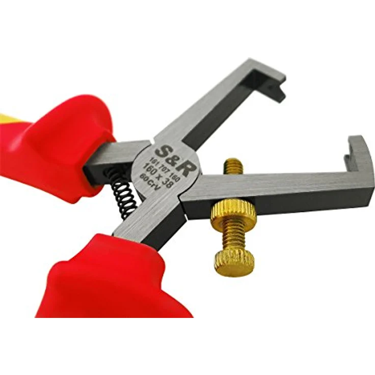 S&R Abisolierzange VDE 1000V, Profi Abisolierer aus 60CrV Stahl mit 2-Komponenten-Griffen, geeignet für Rundkabel bis Ø 5,0 mm – Bild 5