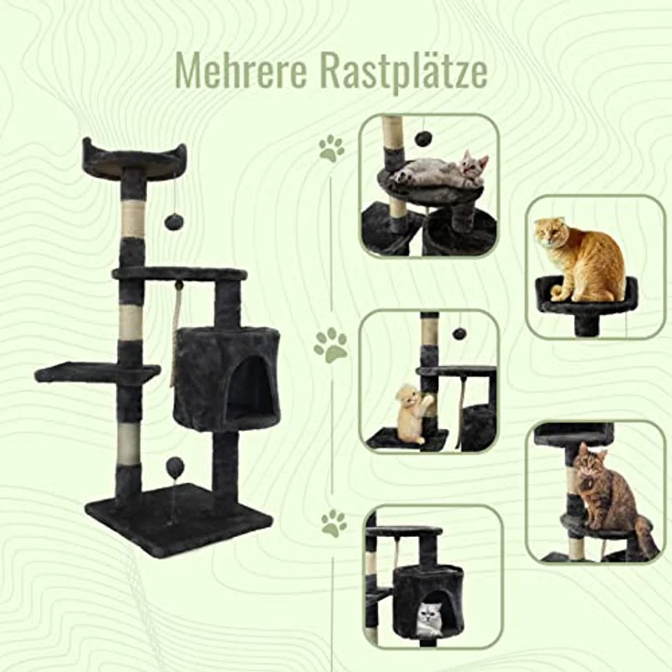 Mobiclinic® Pets, Kratzbaum, Modell Silvestre, Europäische Marke, Größe: Medium, Zum Klettern, 3 Höhen, Mit Plattformen und Unterständen, Katzenspielzeug, Sisalseil, Grau – Bild 4