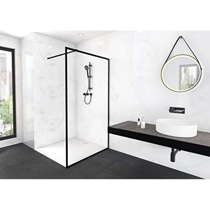 Marwell Walk-in-Dusche MARWELL CITY, Sicherheitsglas, BxH: 120x200 cm, verstellbarer Stabilisationsbügel, matt schwarz – Bild 4