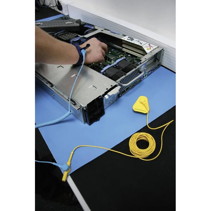 COBA Europe HR020004CKEU ESD Matte, Arbeitsplatz-Bodenbelag, 0.6m x 2.4mm, Blau, inkl. Erdungsankerset und -kabel, IEC61340-5-1 zertifiziert