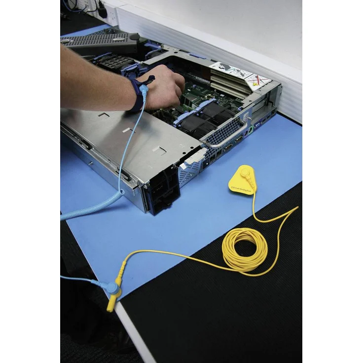 COBA Europe HR020004CKEU ESD Matte, Arbeitsplatz-Bodenbelag, 0.6m x 2.4mm, Blau, inkl. Erdungsankerset und -kabel, IEC61340-5-1 zertifiziert